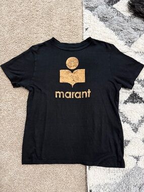 Marant Black T-Shirt with Gold Logo